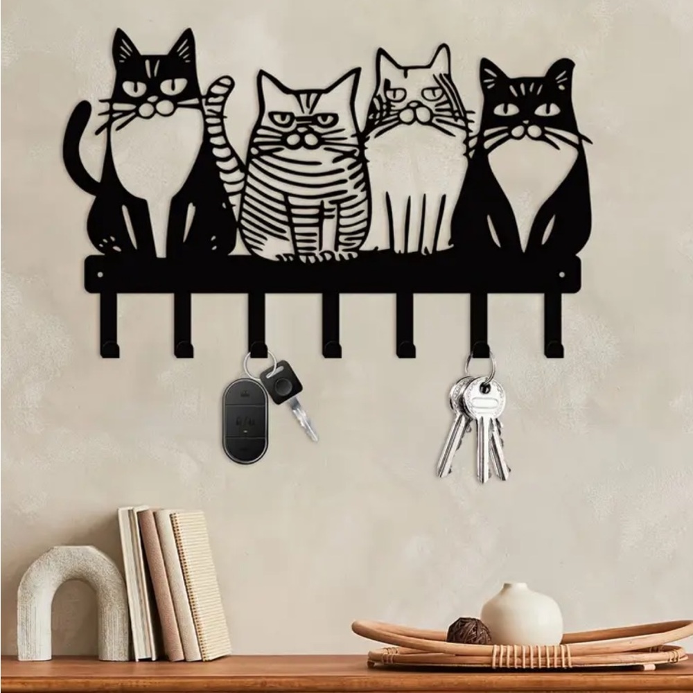 Black Cat Wall Key Holder